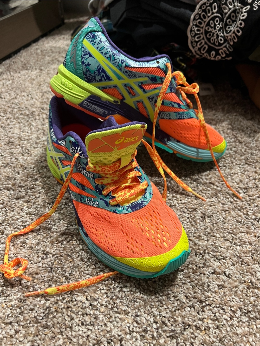 Asics Women’s Orange, Neon Green & Teal Running Sneakers
